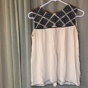 Zara Basics Cream and Black sleeveless gauzy top